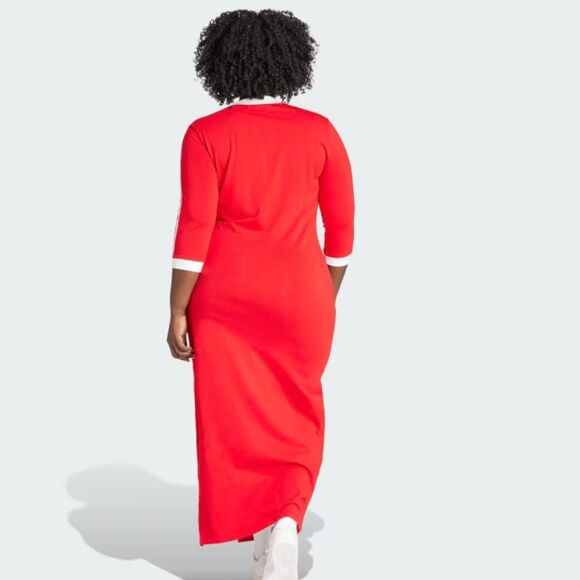 New Adidas Originals Adicolor 3-Stripes V-Neck Maxi Dress - Size XL - Picture 4 of 15